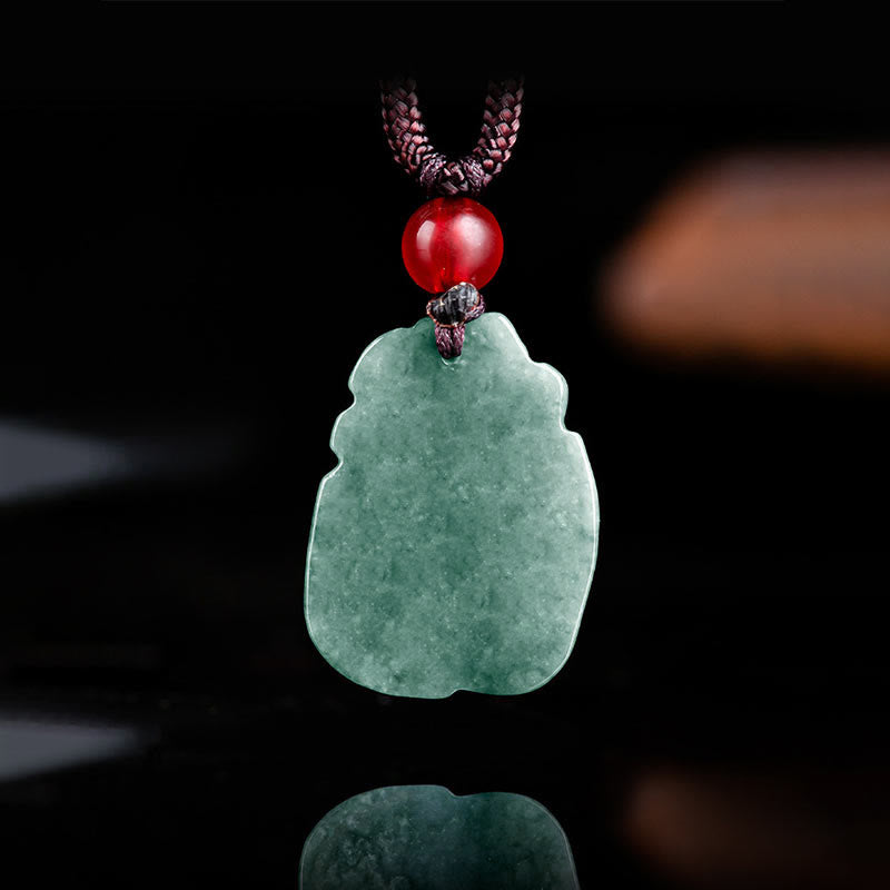 KarmaRipple's Authentic Green Jade Nine Tailed Fox Engraved Prosperity Pendant Necklace p4