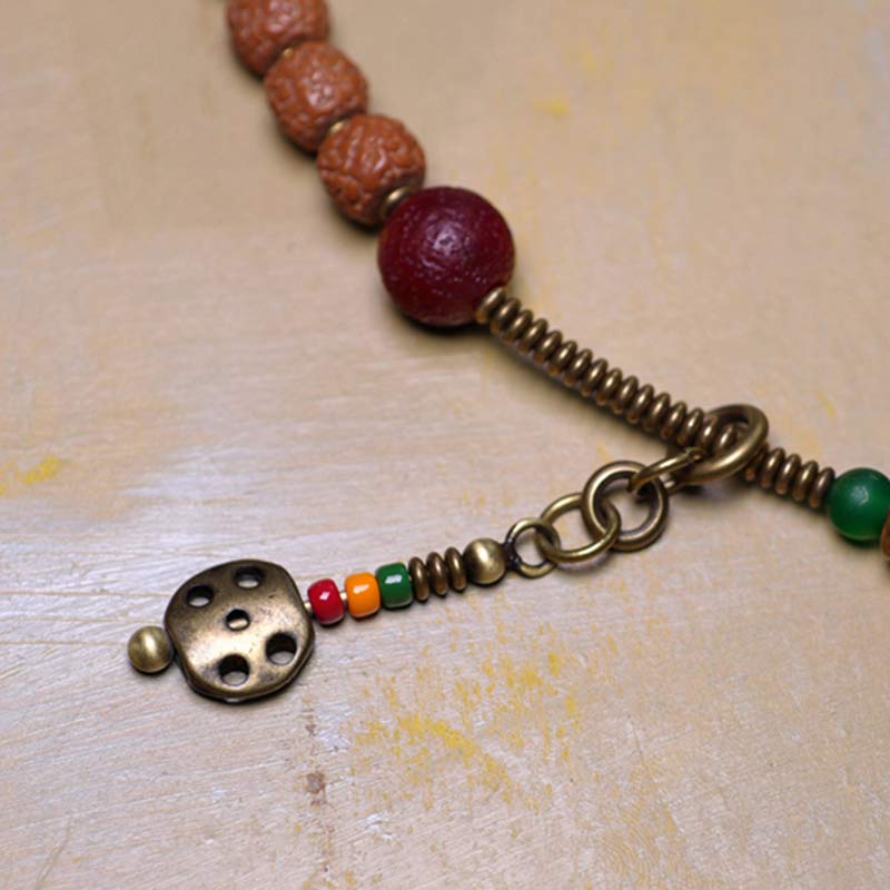 KarmaRipple's 108 Mala Rudraksha Beadwork Bodhi Seed Dzi Bead Fortune Auspiciousness Tassel Bracelet p10