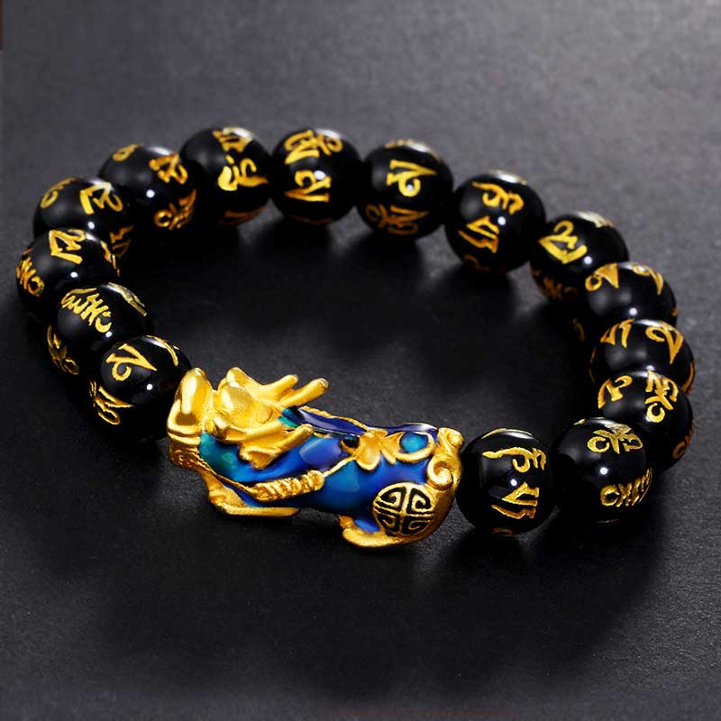 KarmaRipple's FengShui PiXiu Obsidian Om Mani Padme Hum Wealth Bracelet p4