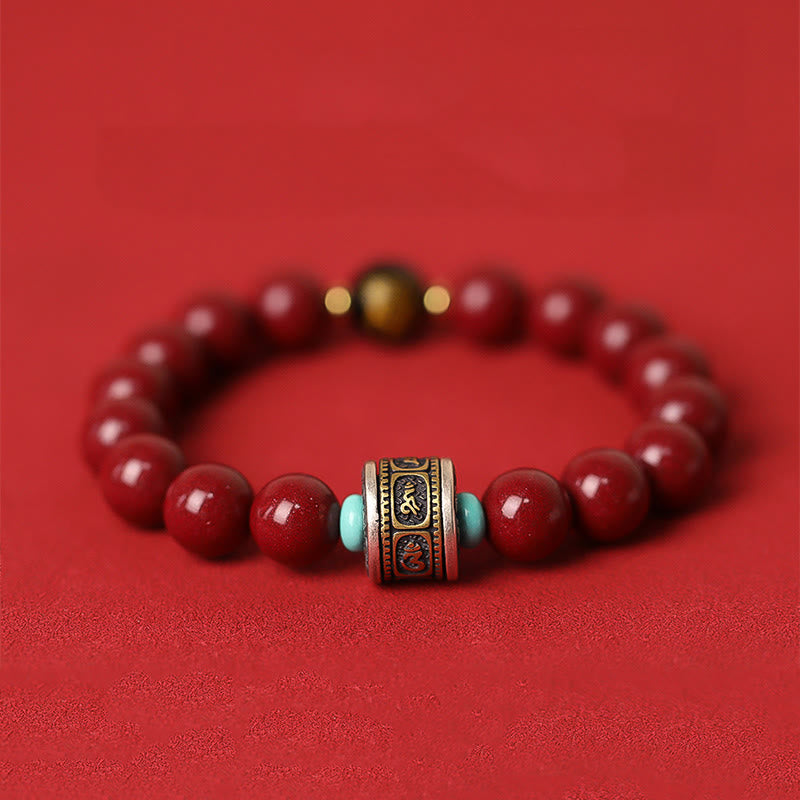 KarmaRipple's 925 Sterling Silver Chinese Zodiac Natal Buddha Cinnabar Om Mani Padme Hum Calm Bracelet p3