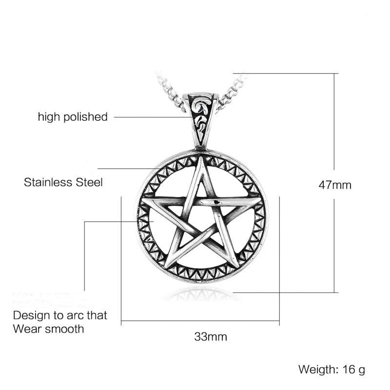 KarmaRipple's Pentagram Titanium Steel Balance Pendant Necklace p7