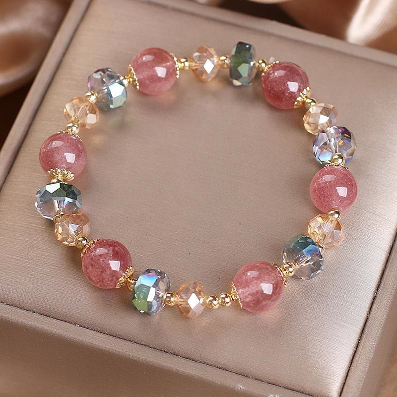 KarmaRipple's Authentic Strawberry Quartz Colorful Gemstone'sitive Bracelet p2