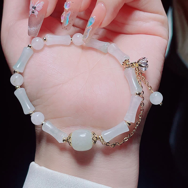 KarmaRipple's Tianshan Ivory Jade Bamboo Pattern Fortune Blessing Bracelet p13