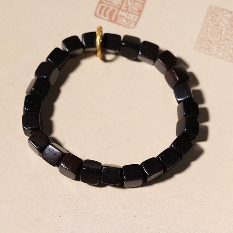 KarmaRipple's Tibetan Ebony Wood Square Beadwork Peace Calm Bracelet p3