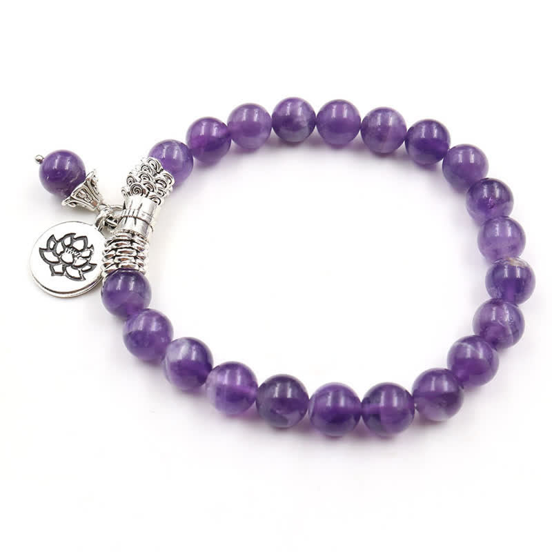 KarmaRipple's Amethyst Gemstone Lotus Balancing Balance Bracelet p6
