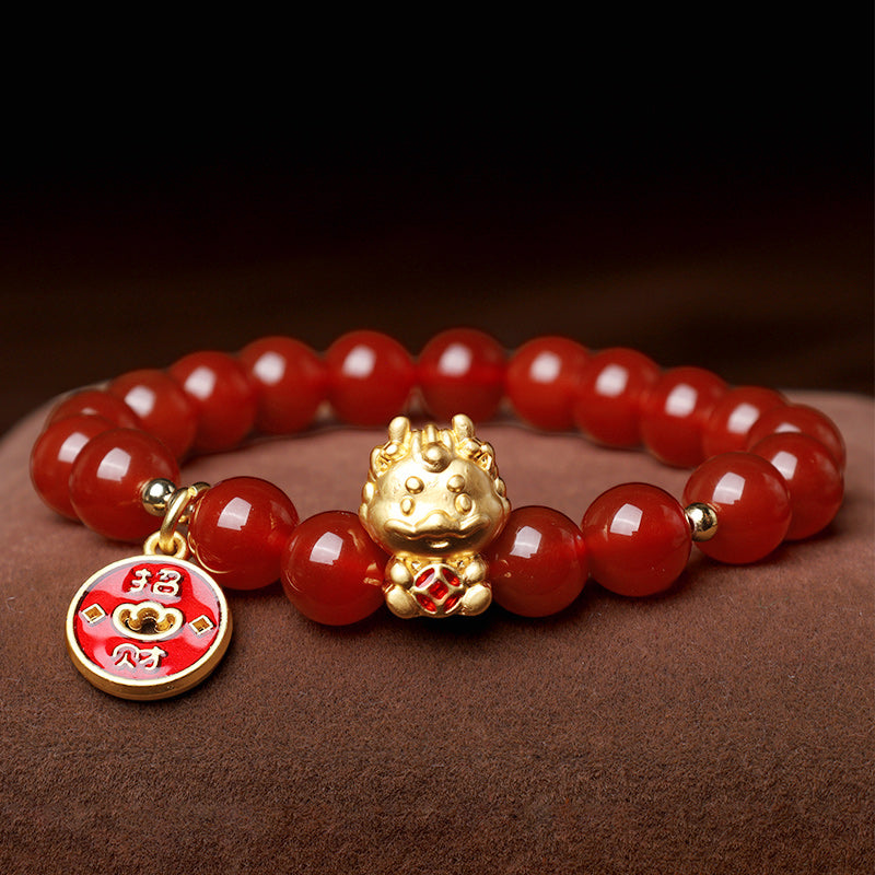 KarmaRipple's Year of the Dragon Authentic Red Agate Bronze Coin Attract Fortune Bracelet p4