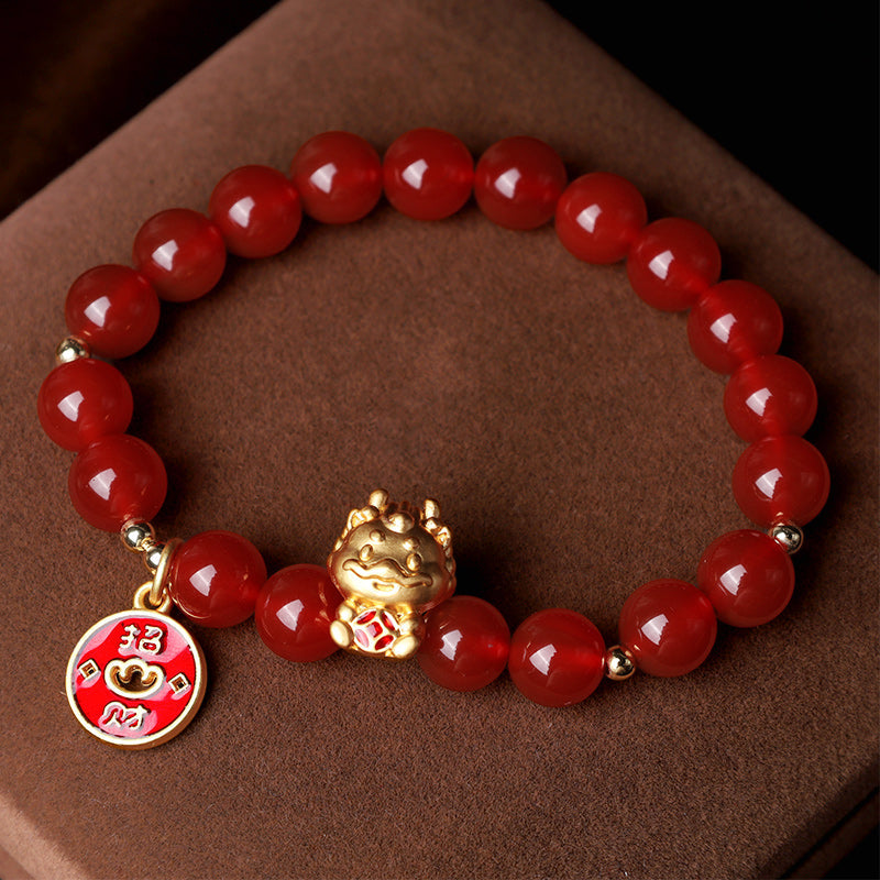 KarmaRipple's Year of the Dragon Authentic Red Agate Bronze Coin Attract Fortune Bracelet p5