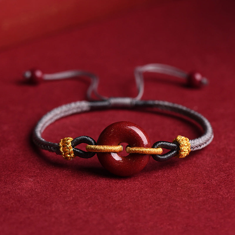 KarmaRipple's Handcrafted Cinnabar Peace Buckle Pattern Concentration Woven Bracelet p21