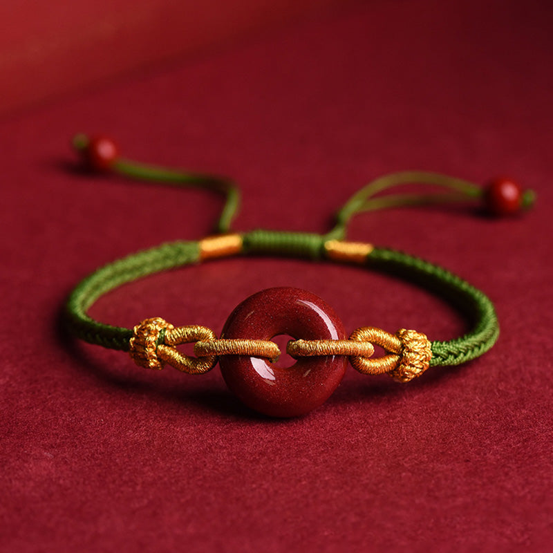 KarmaRipple's Handcrafted Cinnabar Peace Buckle Pattern Concentration Woven Bracelet p2