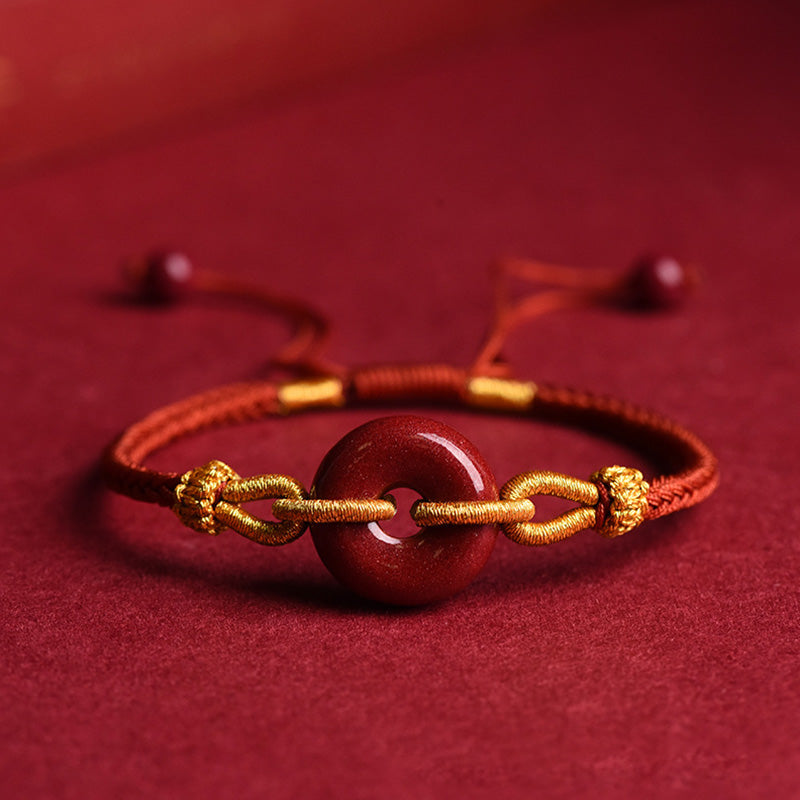KarmaRipple's Handcrafted Cinnabar Peace Buckle Pattern Concentration Woven Bracelet p3