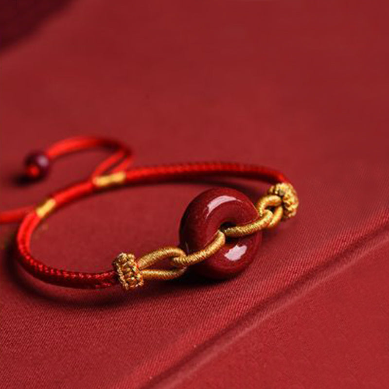 KarmaRipple's Handcrafted Cinnabar Peace Buckle Pattern Concentration Woven Bracelet p12