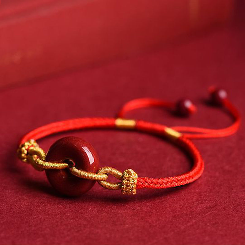 KarmaRipple's Handcrafted Cinnabar Peace Buckle Pattern Concentration Woven Bracelet p13
