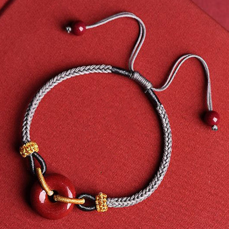 KarmaRipple's Handcrafted Cinnabar Peace Buckle Pattern Concentration Woven Bracelet p17