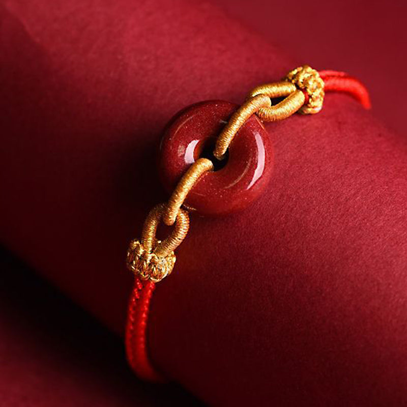 KarmaRipple's Handcrafted Cinnabar Peace Buckle Pattern Concentration Woven Bracelet p6