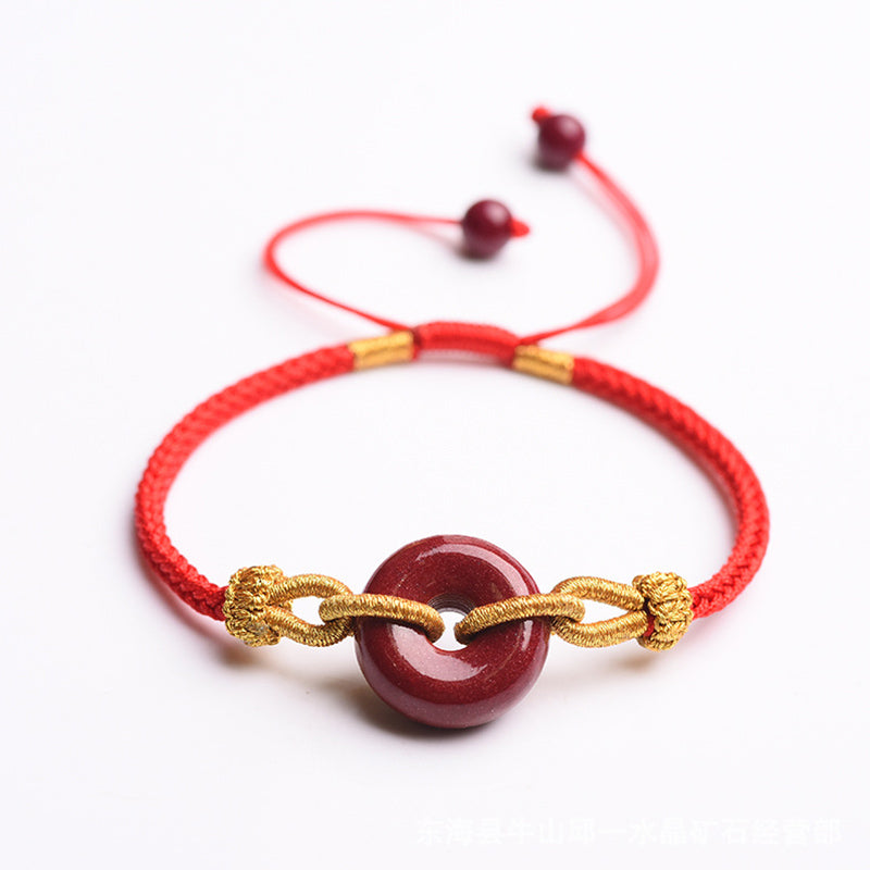 KarmaRipple's Handcrafted Cinnabar Peace Buckle Pattern Concentration Woven Bracelet p15