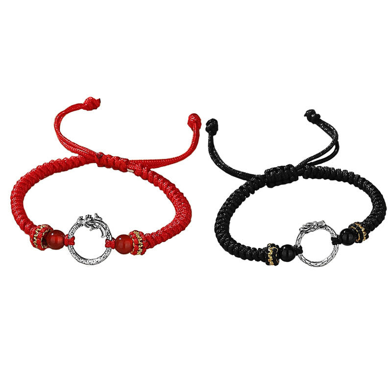 KarmaRipple's Handmade 925 Sterling Silver Year of the Dragon Phoenix Peace Buckle Fortune Pair Bracelet p13