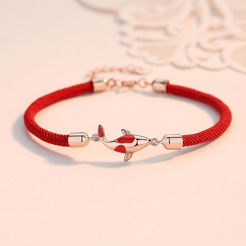 KarmaRipple's Koi Fish Fortune Wealth Woven Chain Pair Bracelet p1