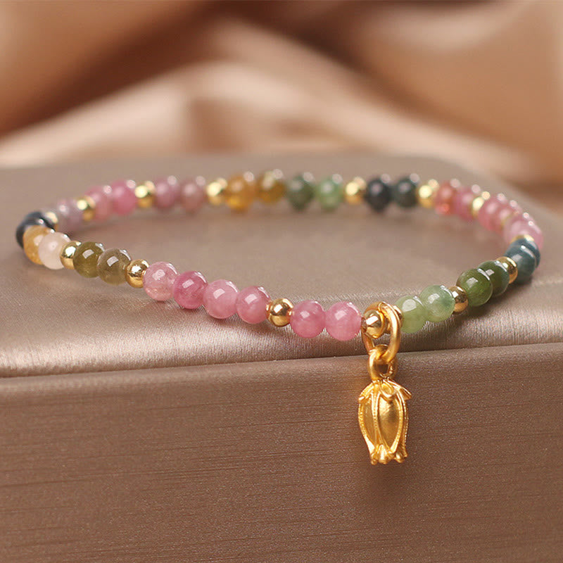 KarmaRipple's Colorful Tourmaline Flowers Positive Bracelet p1