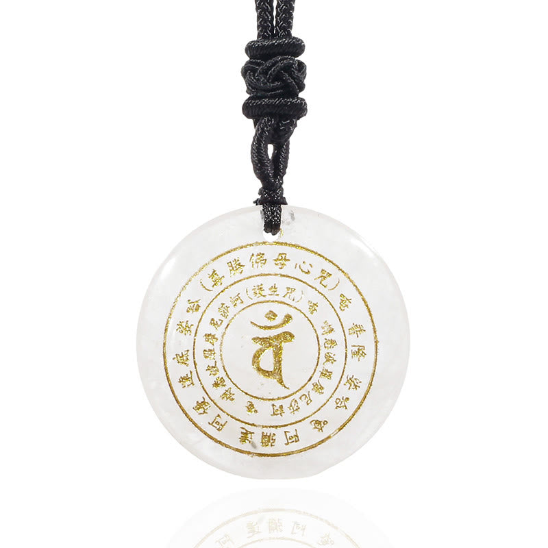 KarmaRipple's Vairocana Tathagata Sanskrit Mantra Various Gemstone Black Obsidian Green Aventurine Strength Pendant Necklace p16
