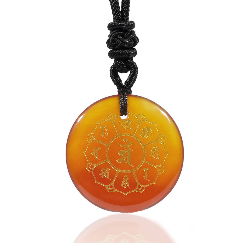 KarmaRipple's Om Mani Padme Hum Authentic Various Gemstone Black Obsidian Strength Pendant Necklace p29