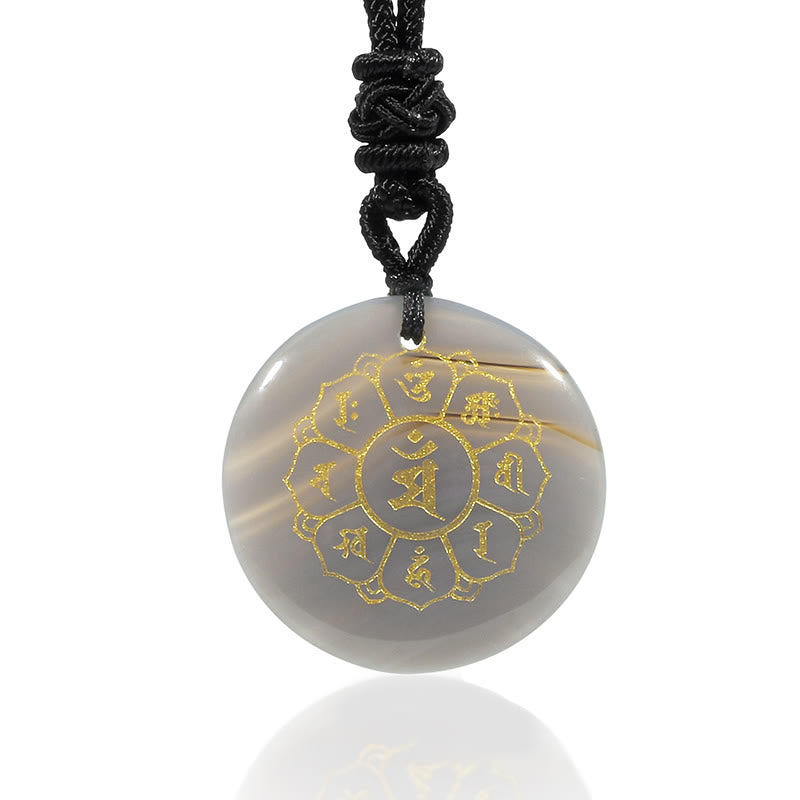 KarmaRipple's Om Mani Padme Hum Authentic Various Gemstone Black Obsidian Strength Pendant Necklace p33