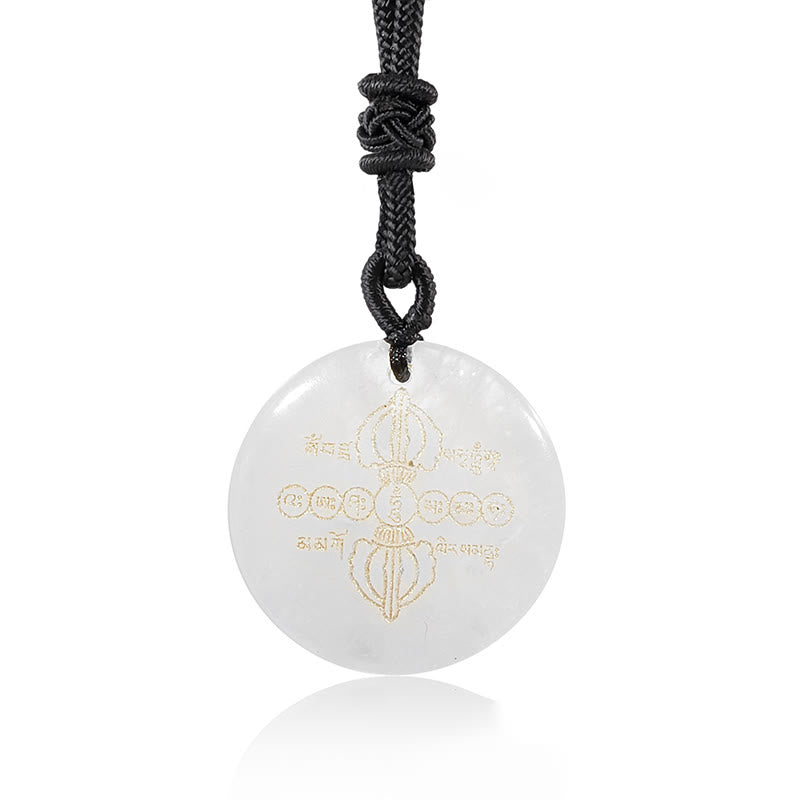 KarmaRipple's Vajra Dorje Sanskrit Pattern Authentic Various Gemstone Black Obsidian Fulfilment Pendant Necklace p15
