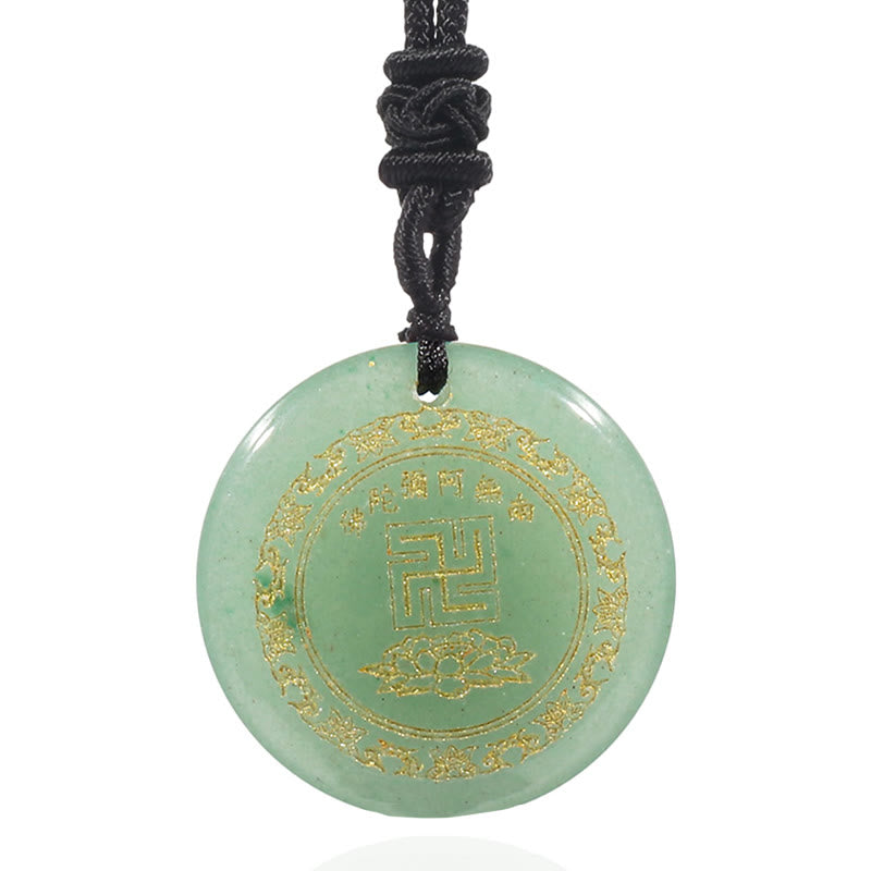 KarmaRipple's Swastika Lotus Pattern Authentic Various Gemstone Black Obsidian Purification Pendant Necklace p22