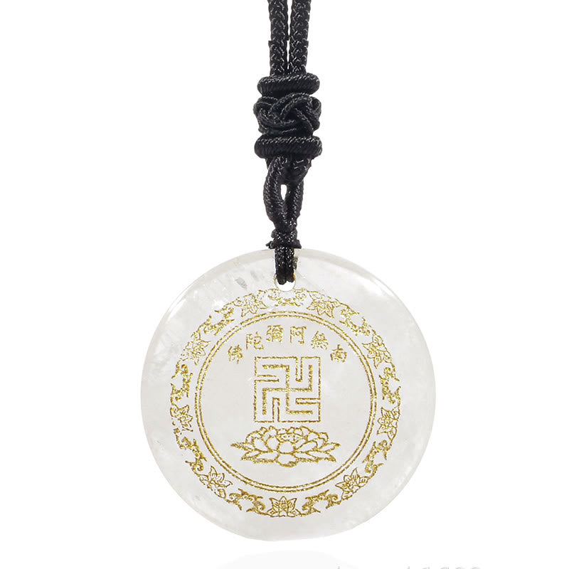 KarmaRipple's Swastika Lotus Pattern Authentic Various Gemstone Black Obsidian Purification Pendant Necklace p14