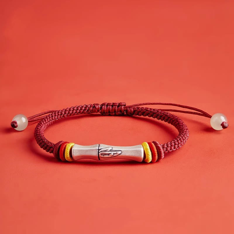 KarmaRipple's 999 Sterling Silver Red String Bamboo Enlightenment Bracelet p2
