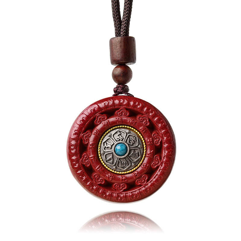 KarmaRipple's Cinnabar Om Mani Padme Hum Blessing Rotatable Pendant Necklace Key Chain p13
