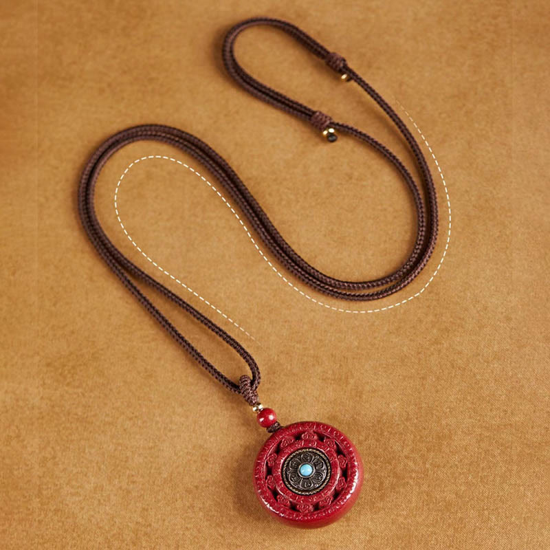 KarmaRipple's Cinnabar Om Mani Padme Hum Blessing Rotatable Pendant Necklace Key Chain p12