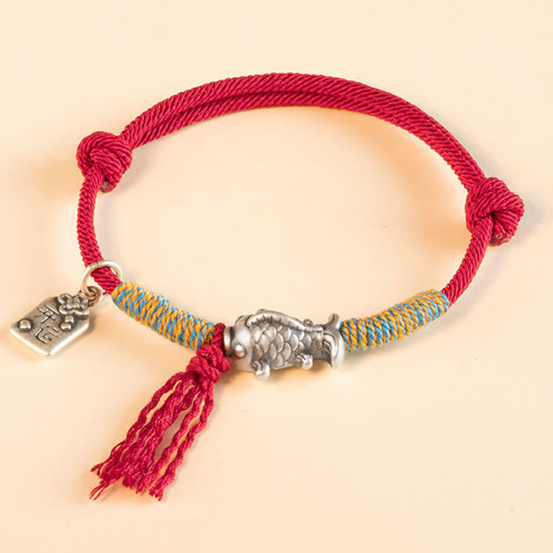KarmaRipple's 999 Sterling Silver Red String Fortunate Koi Fish Protection Bracelet p1