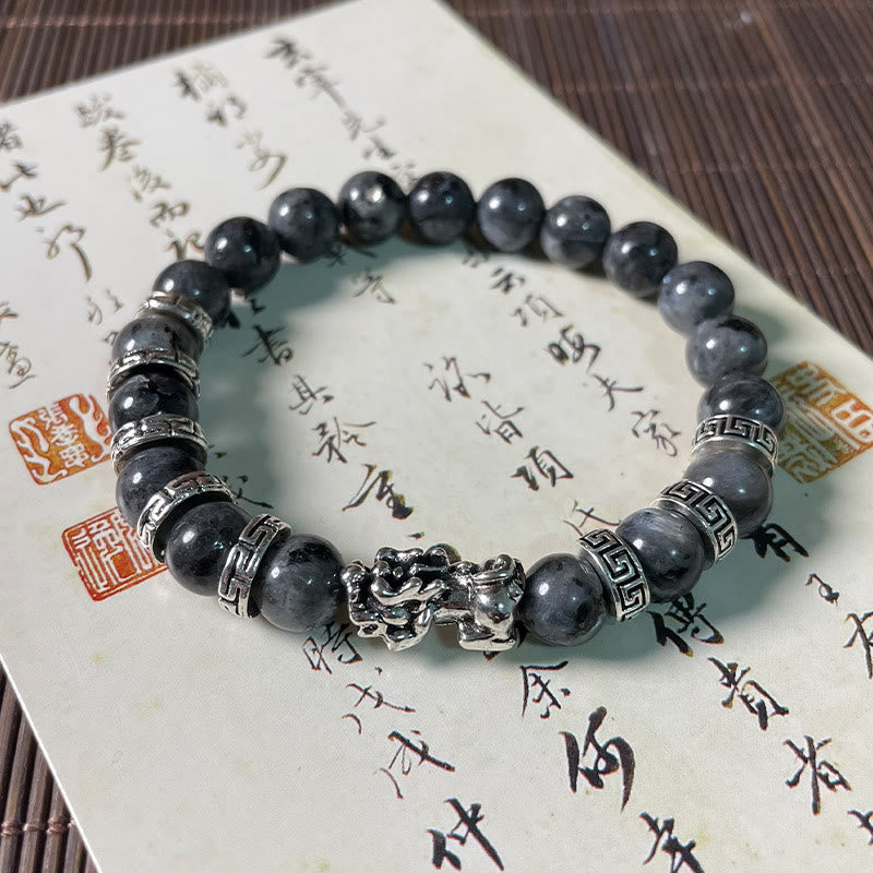 KarmaRipple's Black Glitter Stone PiXiu Power Bracelet p5