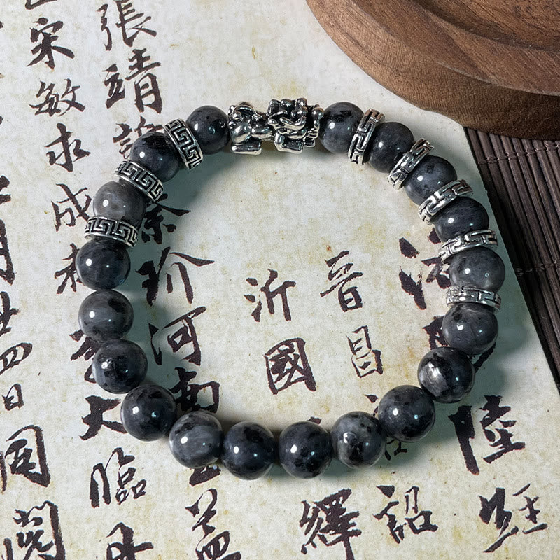 KarmaRipple's Black Glitter Stone PiXiu Power Bracelet p8