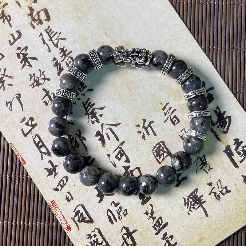 KarmaRipple's Black Glitter Stone PiXiu Power Bracelet p7