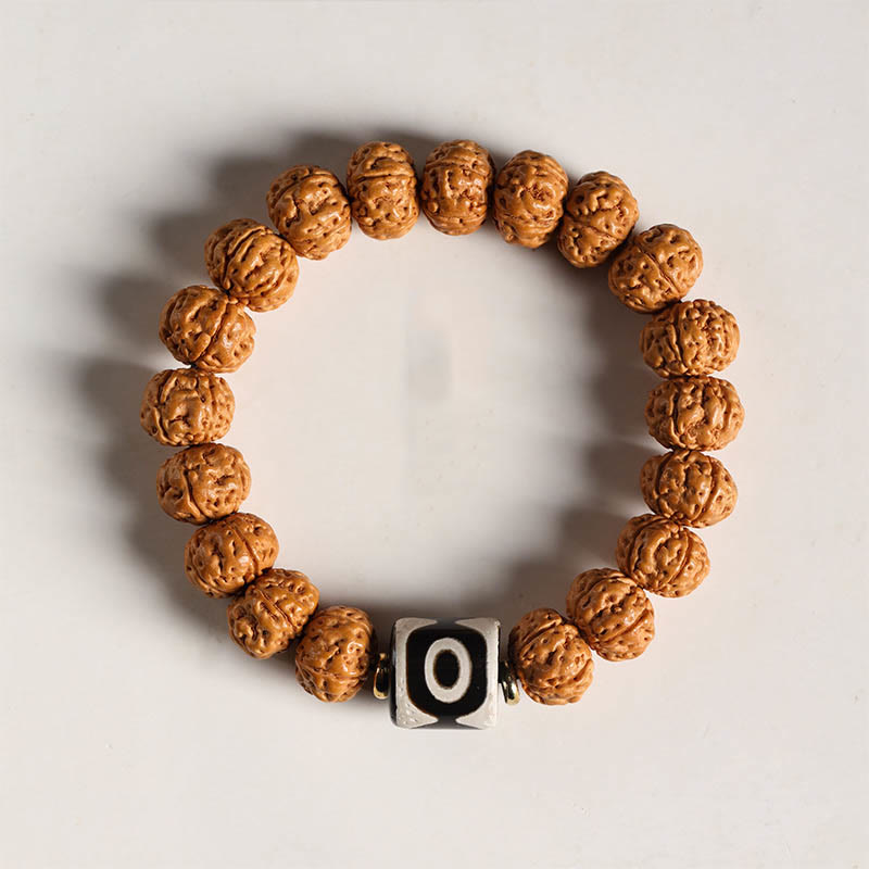 KarmaRipple's Bodhi Seed Three-eyed Dzi Bead Buddha Hand Talisman Wealth Bracelet p37