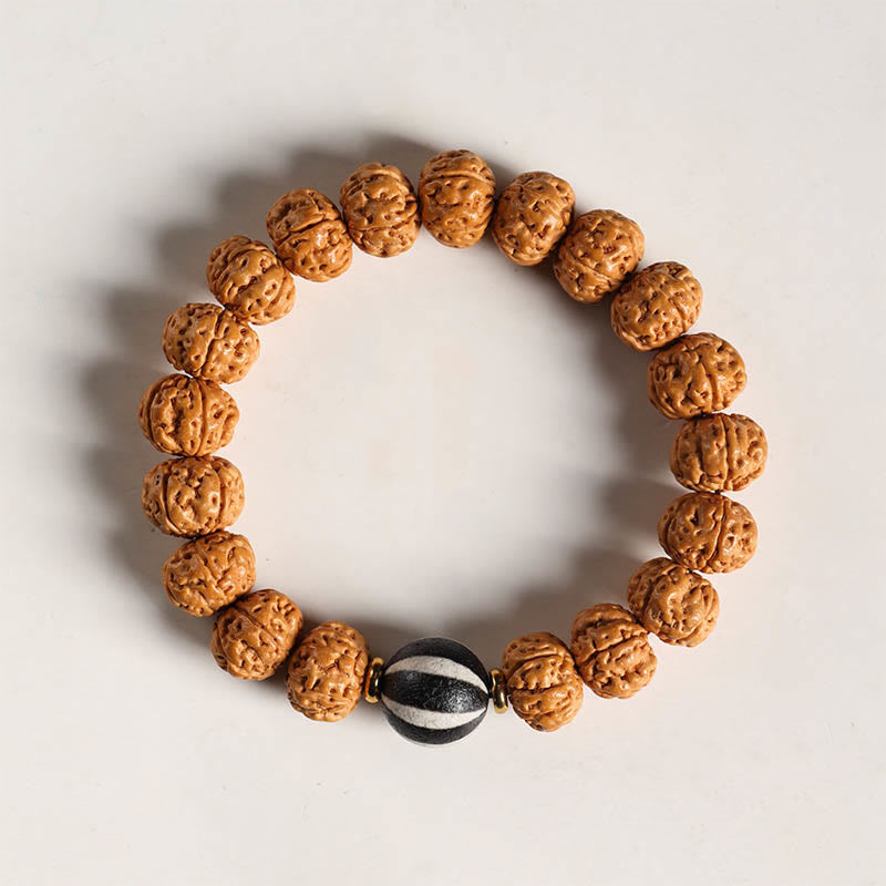 KarmaRipple's Bodhi Seed Three-eyed Dzi Bead Buddha Hand Talisman Wealth Bracelet p36