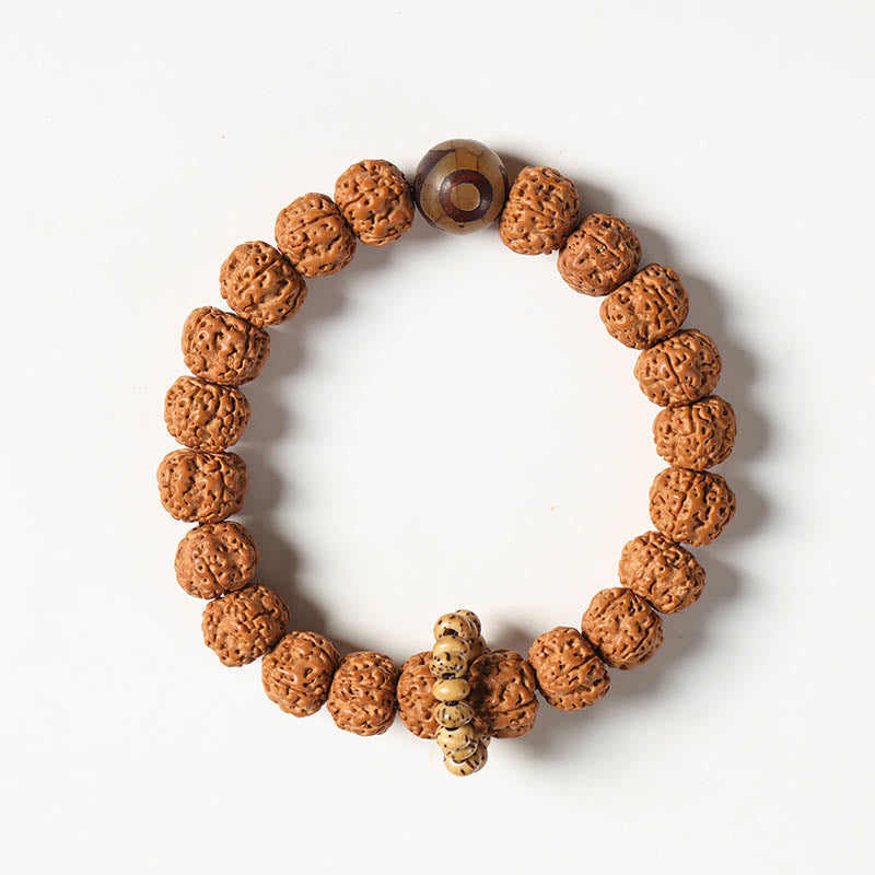 KarmaRipple's Bodhi Seed Three-eyed Dzi Bead Buddha Hand Talisman Wealth Bracelet p35