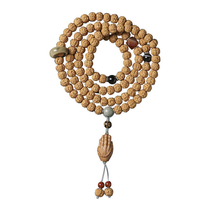 KarmaRipple's Bodhi Seed Three-eyed Dzi Bead Buddha Hand Talisman Wealth Bracelet p28