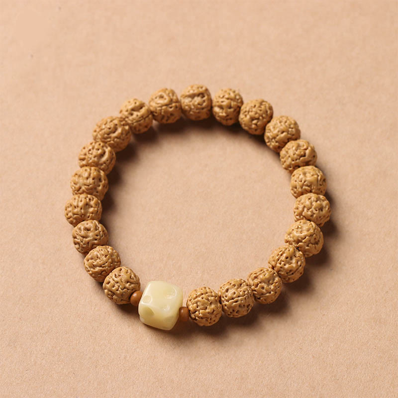 KarmaRipple's Bodhi Seed Three-eyed Dzi Bead Buddha Hand Talisman Wealth Bracelet p32