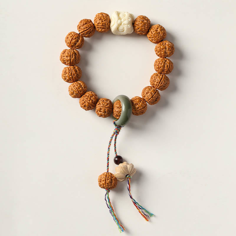 KarmaRipple's Bodhi Seed Three-eyed Dzi Bead Buddha Hand Talisman Wealth Bracelet p41