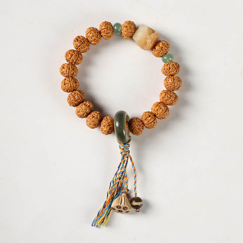 KarmaRipple's Bodhi Seed Three-eyed Dzi Bead Buddha Hand Talisman Wealth Bracelet p11
