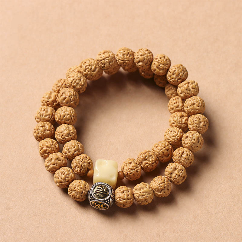 KarmaRipple's Bodhi Seed Three-eyed Dzi Bead Buddha Hand Talisman Wealth Bracelet p38