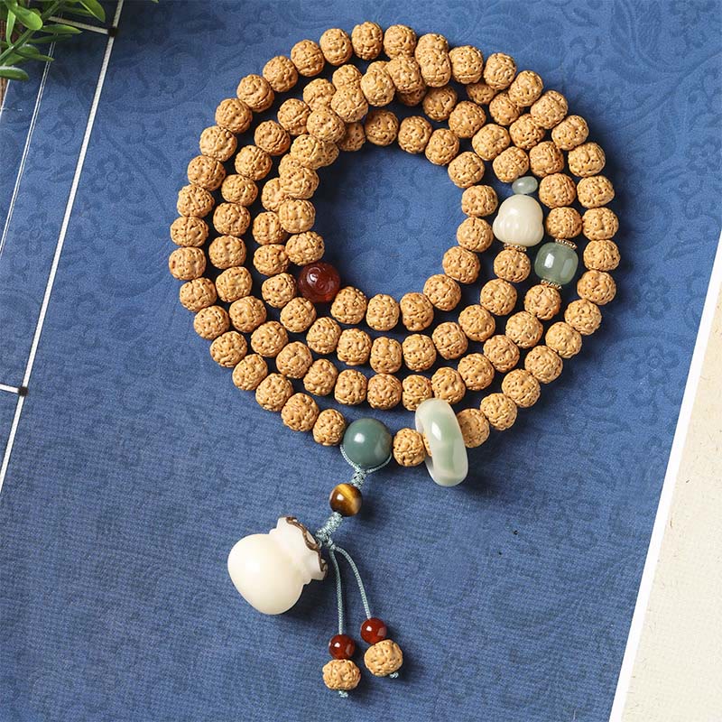 KarmaRipple's Bodhi Seed Three-eyed Dzi Bead Buddha Hand Talisman Wealth Bracelet p2