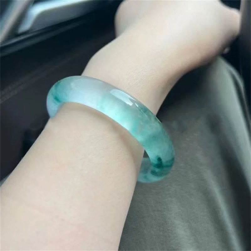 KarmaRipple's Authentic Jade Floating Flower Fortune Bracelet Bangle p11