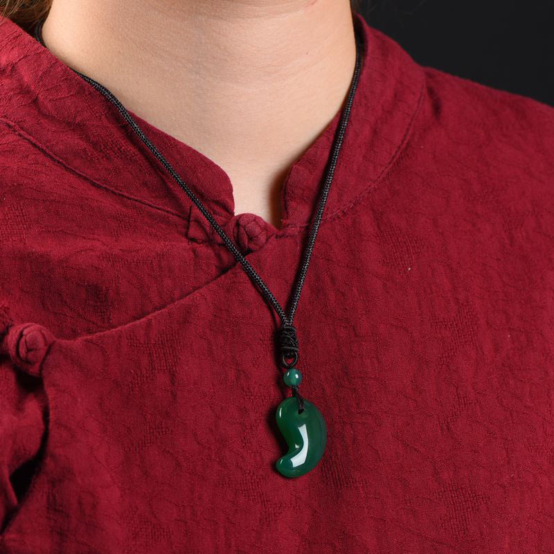KarmaRipple's Red Agate Green Agate Moon Pattern Confidence Calm Pendant p8