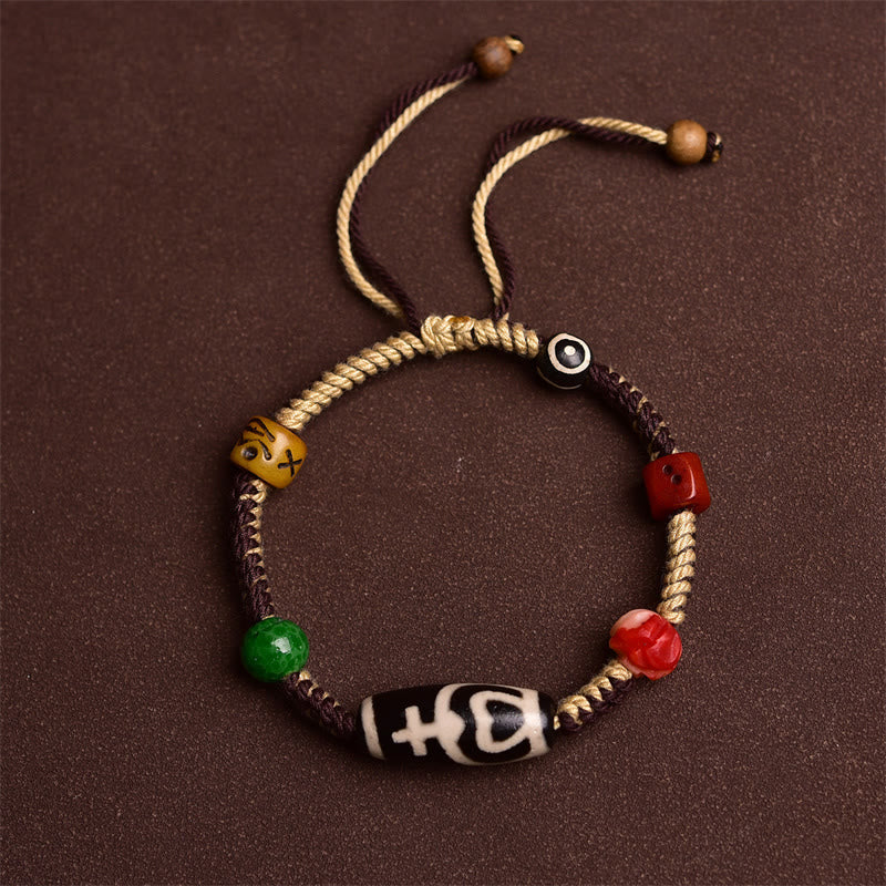 KarmaRipple's Handmade Tibetan Dzi Bead Wealth Woven Rope Bracelet p2