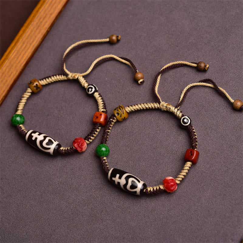 KarmaRipple's Handmade Tibetan Dzi Bead Wealth Woven Rope Bracelet p5