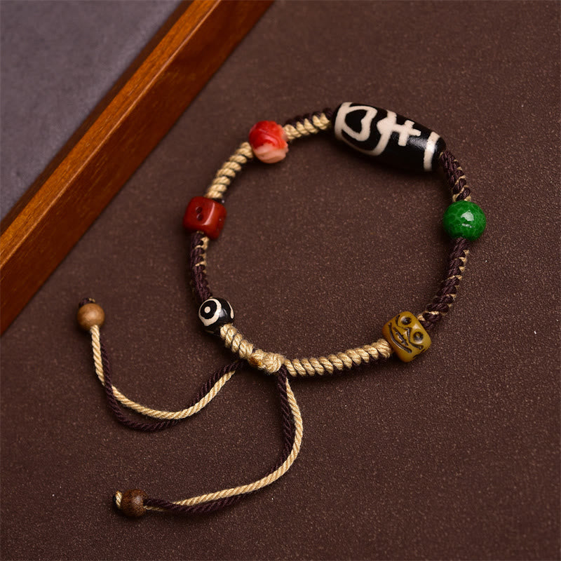 KarmaRipple's Handmade Tibetan Dzi Bead Wealth Woven Rope Bracelet p3
