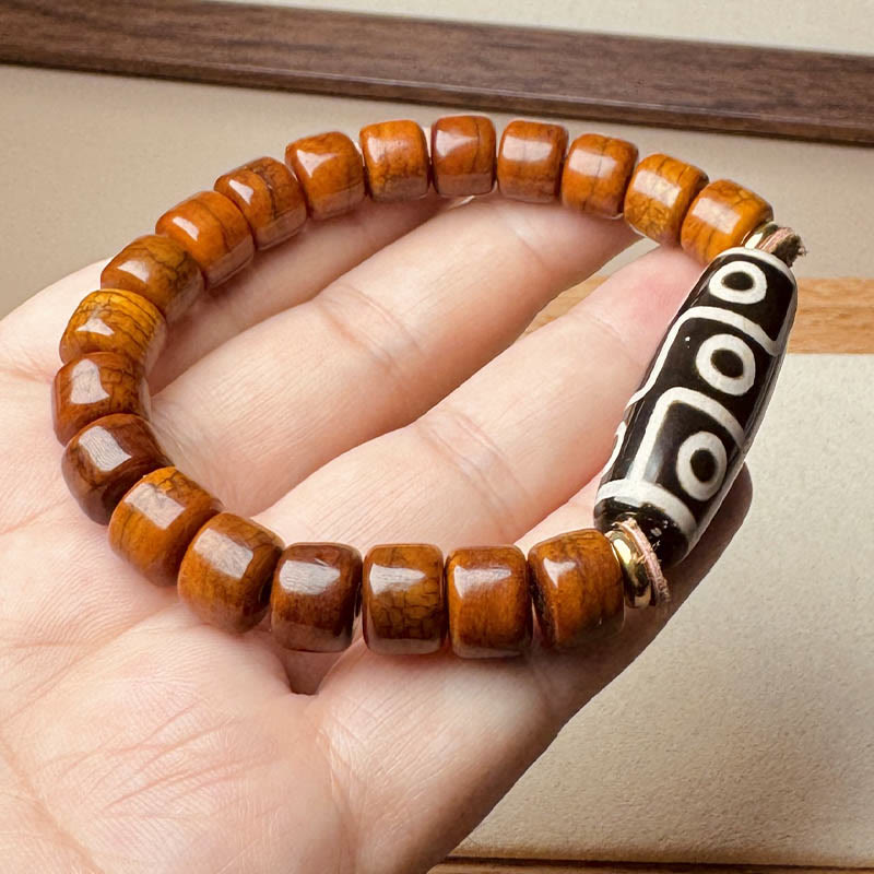 KarmaRipple's Tibetan Yak Bone Nine-Eye Dzi Bead Protection Bracelet p7